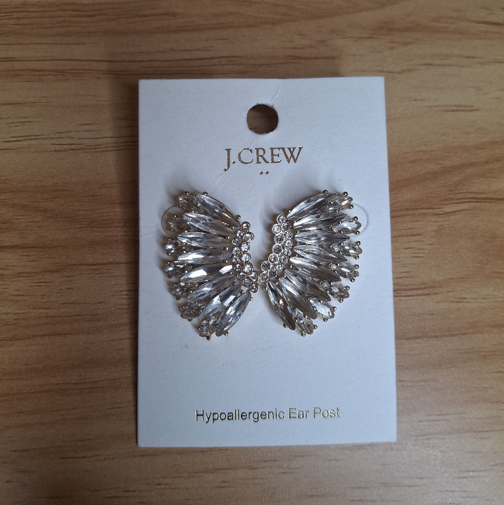 J. Crew Crystal Wing Earrings